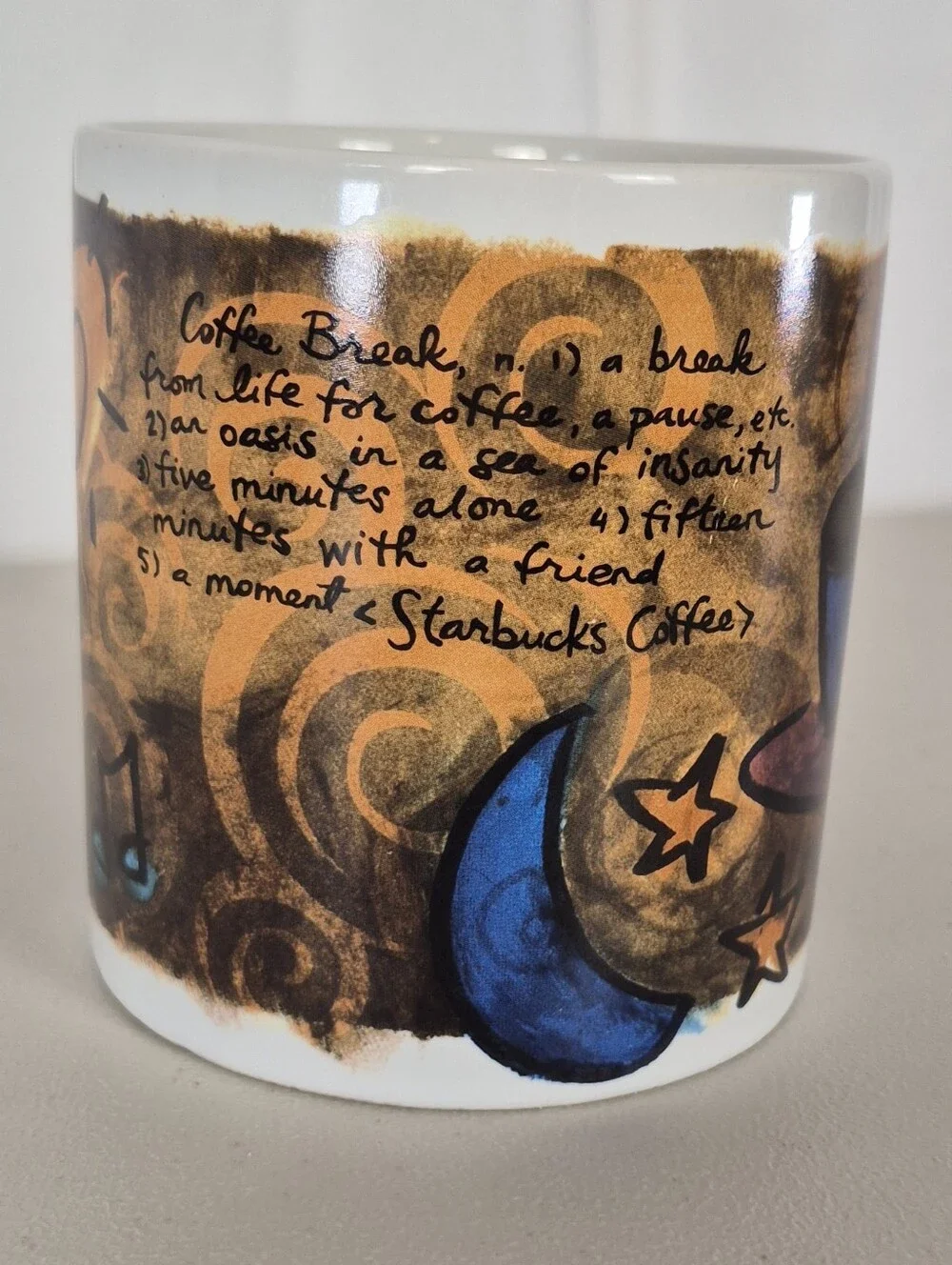 Starbucks Vintage 1998 Whimsical Art Coffee Break Essentials Mug - Jumbo 20 oz.